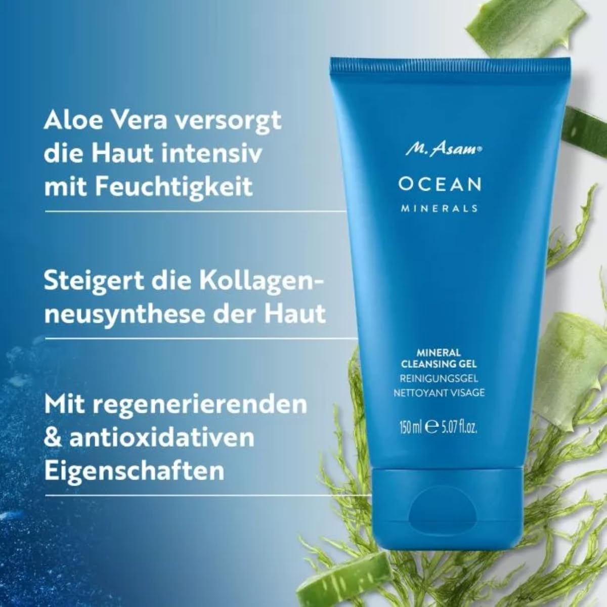 M. Asam OCEAN MINERALS Mineral Cleansing Gel (150 ml) – Reinigungsgel für eine sanfte & gründliche Reinigung, remineralisiert die Haut mit maritimen Wirkstoffen & Aloe Vera spendet Feuchtigkeit