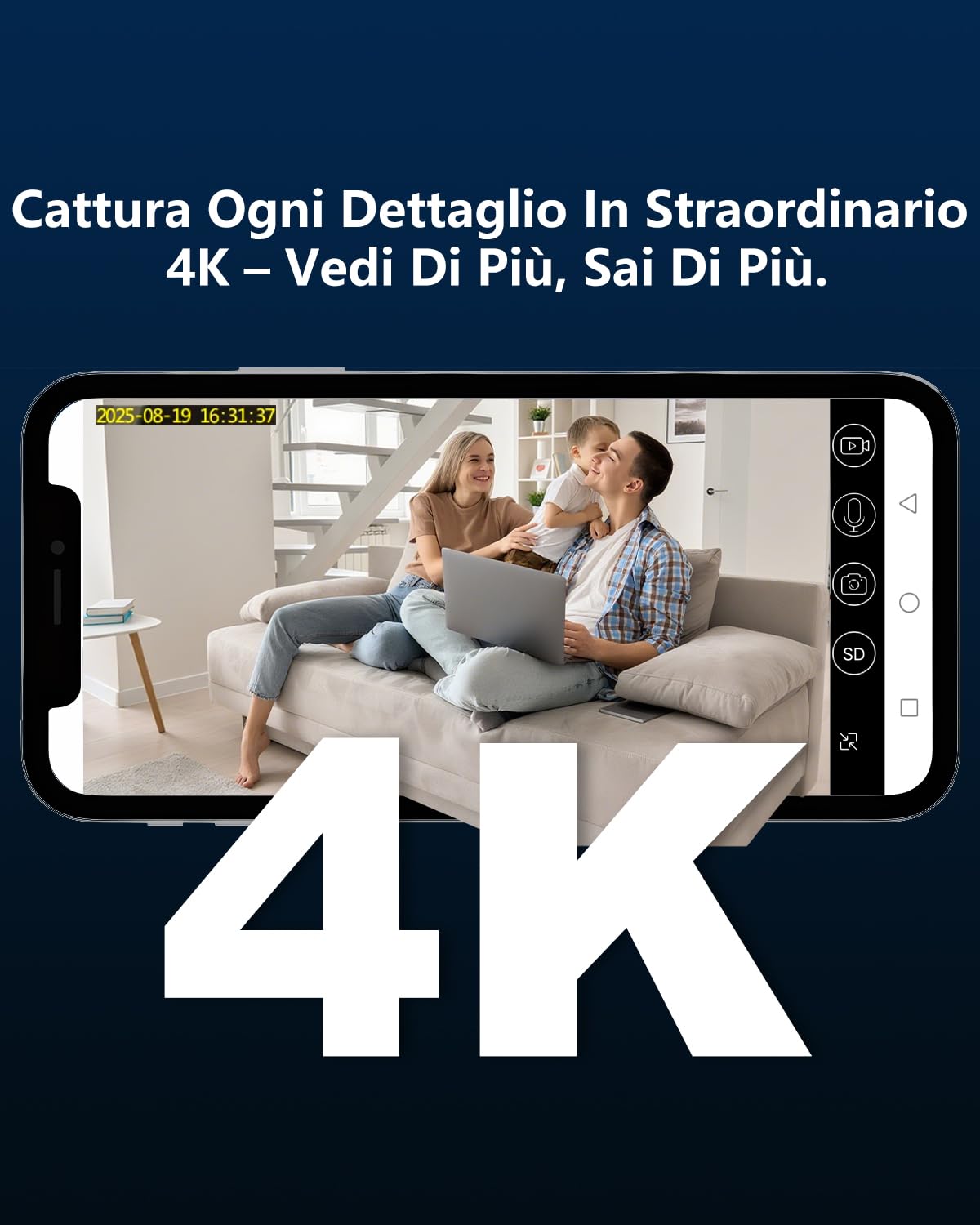Mini Telecamera, 4K Videocamera Sorveglianza Interno, Telecamera Spia con Visione Notturna, Basso Consumo e Lunga Durata 50 Giorni, Prova Cloud 30+ Memoria Locale, per Casa/Animali Domestici Sicurezza