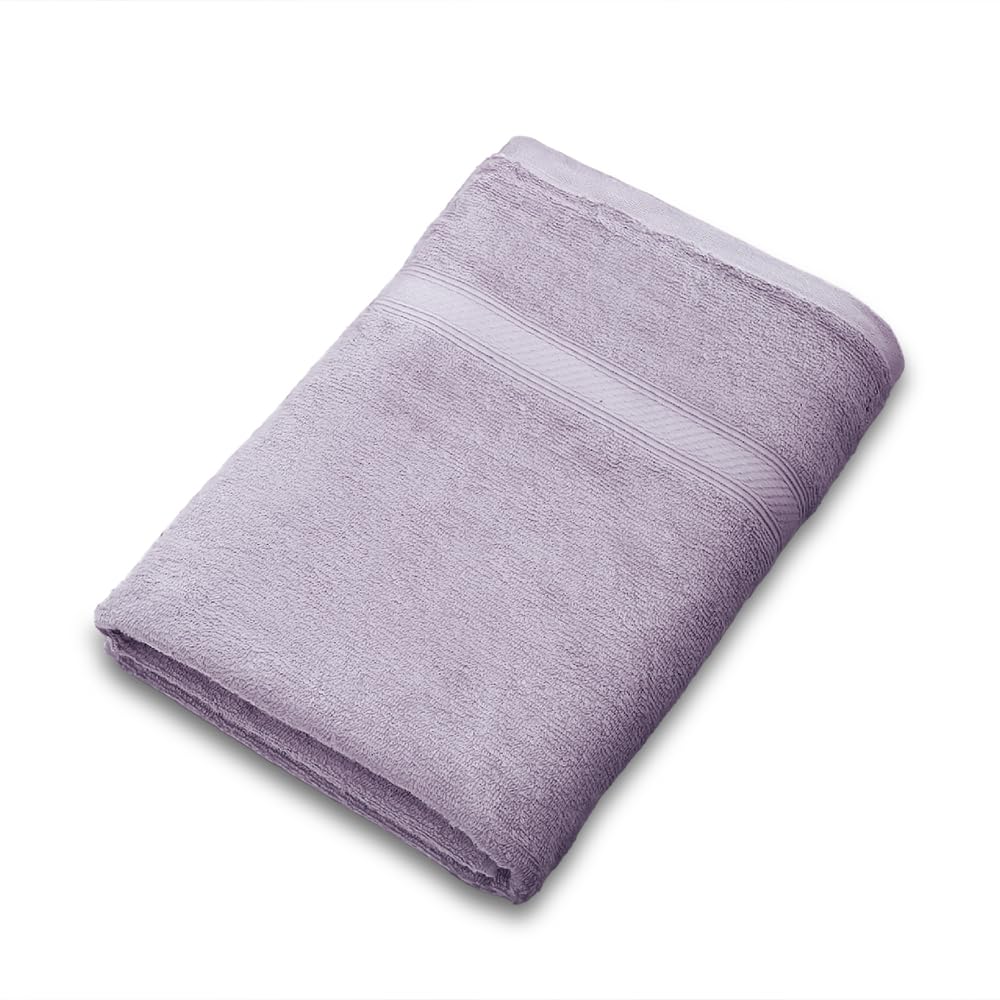 Welspun Alpha 100% Cotton 420 GSM Dobby Weave Solid Premium Large Bath Towel | Super Absorbent, Quick Dry & Ultra Soft - 84 x 180 Cm - Light Violet-image-13