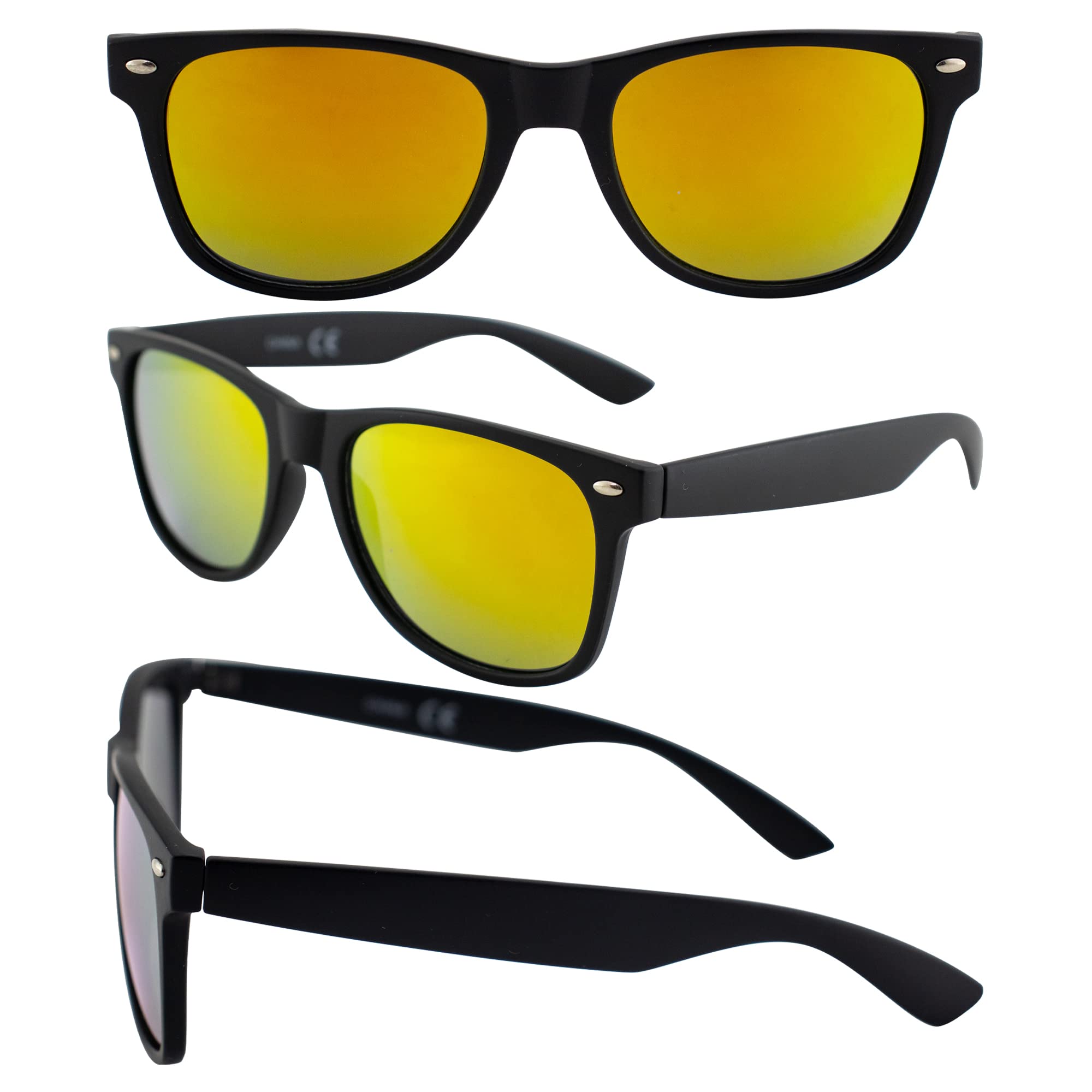AlterImage Jive Sports Retro Sunglasses for Men or Women 3 Pair Black Frames w/Flash Mirror G-Tech Red & Smoke Lenses
