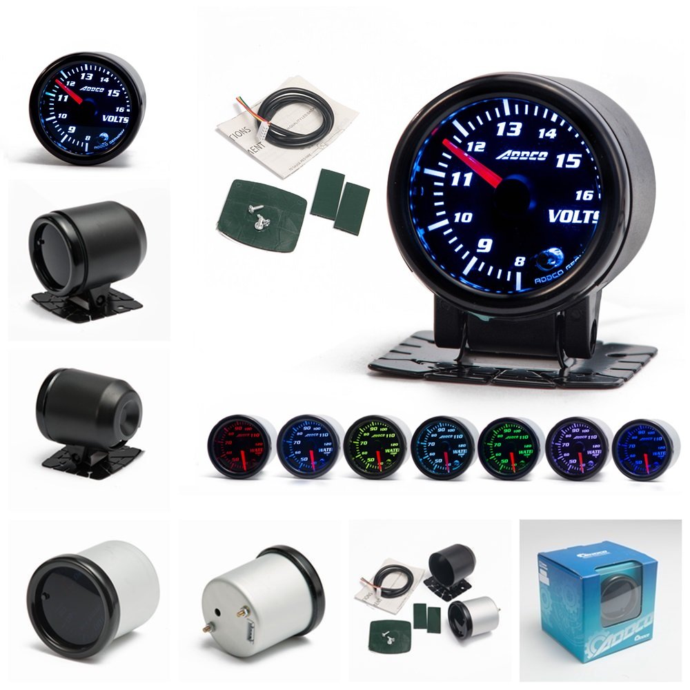 EPMAN ad-ga52volt 7 Color LED 2 "/52 mm Medidor de coche voltímetro Volt puntero lente humo Universal coche medidor
