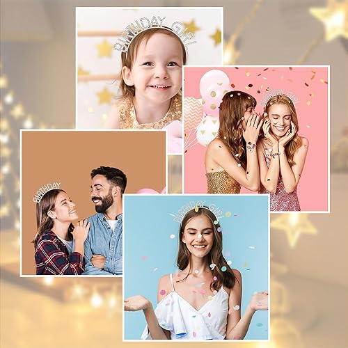 Miniatura 4 de Diademas de cumpleaños para mujer, tiaras y coronas blancas plateadas para mujeres y niñas, decoración de fiesta de cumpleaños, corona de princesa,