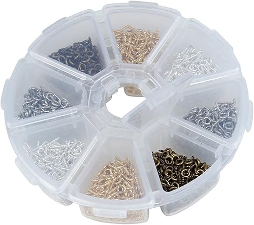 Miniatura 43 de 200 ganchos de metal para tornillos de 0.55 pulgadas/0.276 x 0.551 in, resistentes para hacer joyas de bricolaje, proyectos de arte y manualidades