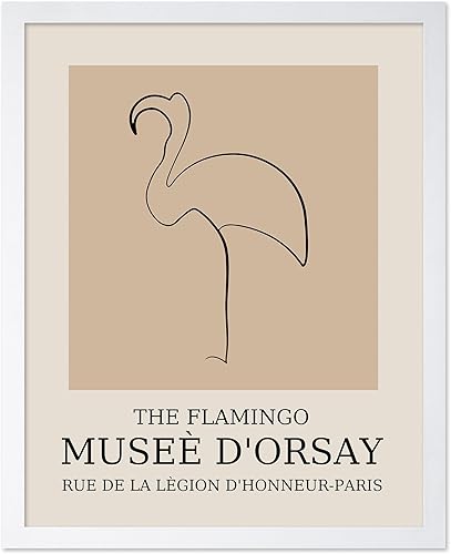 Monem Art - Póster vintage, impresión minimalista retro, regalo para artista, inauguración de la casa, flamenco, dibujo de líneas, boceto,