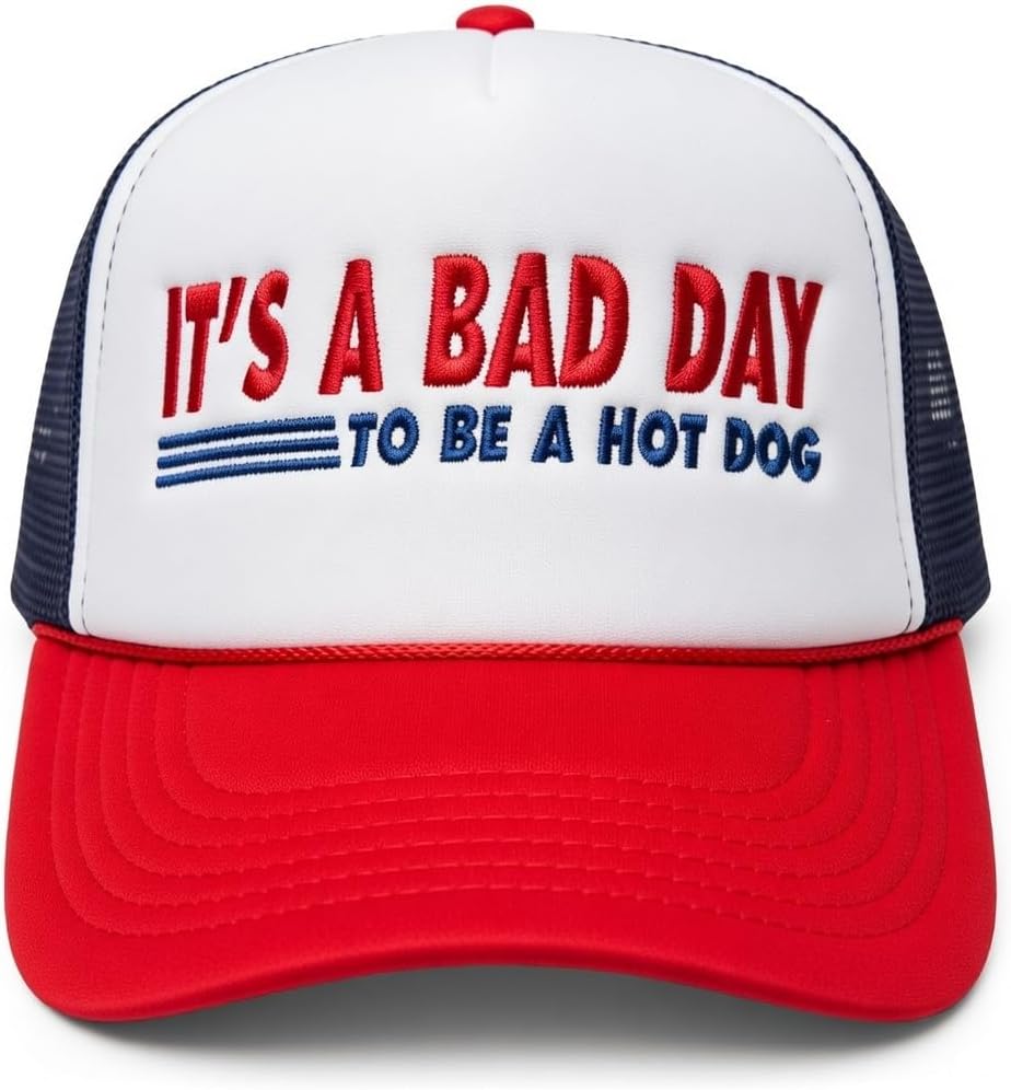 Catnip Clipart | It’s a Bad Day to Be a Hot Dog | Foam Trucker Hat | Funny, and Cute, Adjustable and Embroidered, Men Women