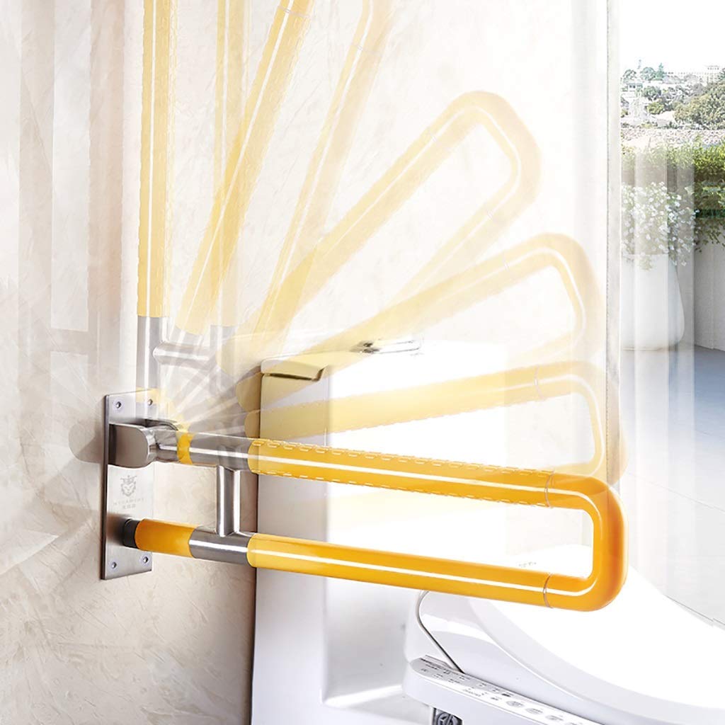 Las paredes soportan el plegamiento de las manijas Barra de apoyo plegable de acero inoxidable for baño, tubo exterior de nailon con agarre antideslizante, barra de seguridad abatible en forma de U fo