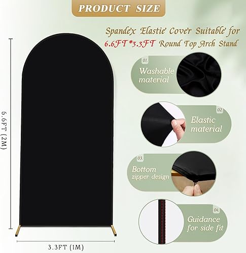 Miniatura 2 de Cubierta de fondo de arco de elastano, rosa, 2 lados, se adapta a 3.3 x 6.6 pies, para bodas, baby shower, decoración de banquetes