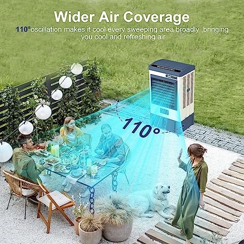 Uthfy HY-40BI-51 41 Inch Swamp Cooler, 4800 Cfm Evaporative Air Cooler With 10.6 Gallon Water Tank, Portable Outdoor Air Conditioner With 3 Ice Pack, 110° Oscillation thumb #3