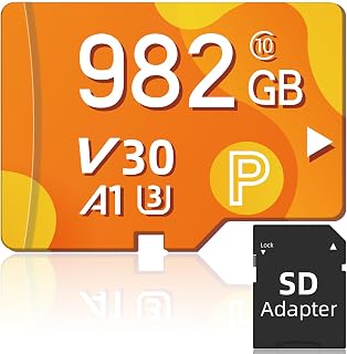 Pumaimai Memory SD Card 982GB, High Speed SD Card with Adapter, Waterproof TF Card, Large Capacity Memory Card 982GB, External Data Storage Mini SD Card for Laptops,PC,Cameras,Smartphone