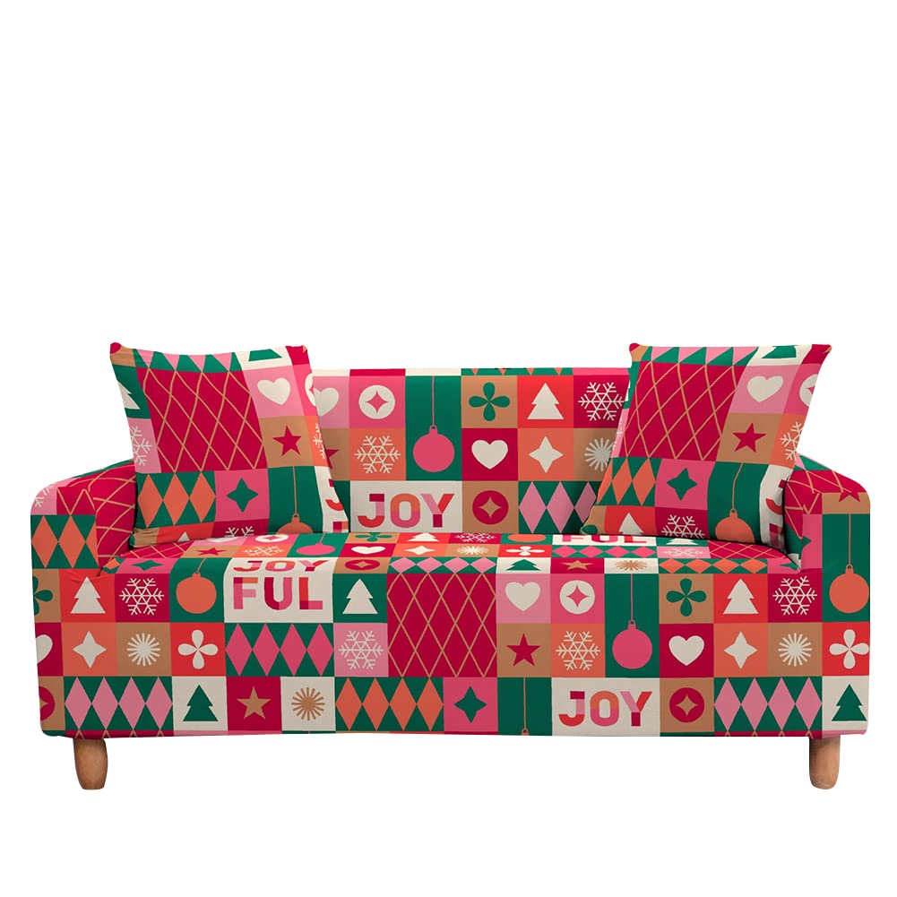 Highdi Navidad Funda de Sofá Elástica, Fundas para Sofá de 1/2/3/4 Plazas, Universal Funda Cubre Sofas Ajustables Protector Cubierta de Muebles (Papelón navideño,3 Plazas)