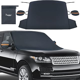 SYOURSELF Windshield Snow Cover,600D Car Windshield Snow Cover for Snow and Ice,Waterproof Car Snow Cover Windshield with 2 Mirror Covers,Magnetic Frost Guard Windshield Snow Cover for Car SUV Truck