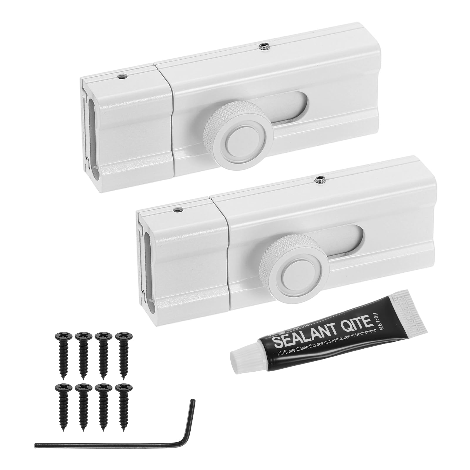 Verrou coulissant adhésif 7,6 cm en alu blanc avec vis pour fenêtre et porte lot de 2
