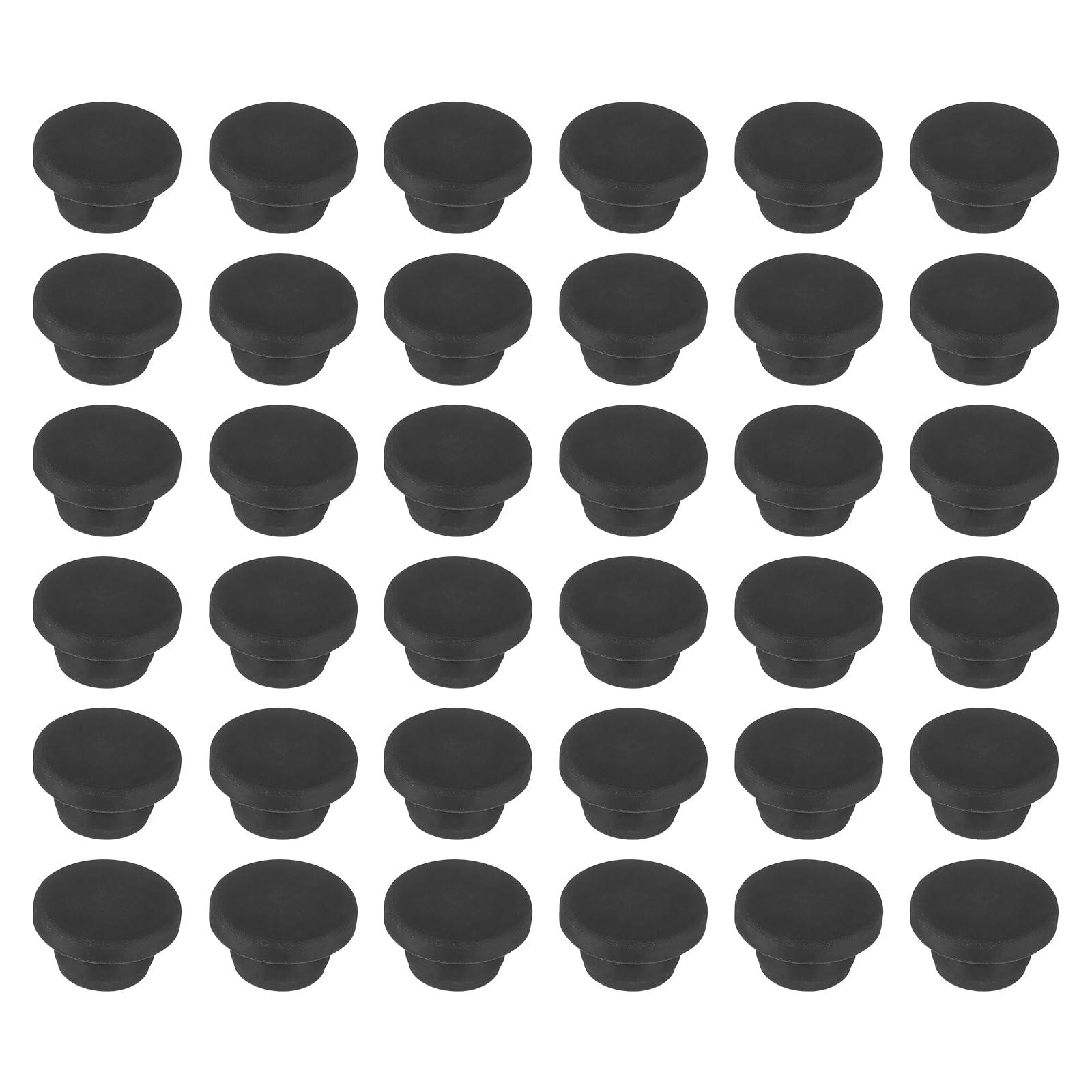 sourcing map 36pcs T-Shaped Silicone Plugs 18mm 23/32 Inch Dia Snap in Plug Hole Seal Cover Round Rubber Stopper for 17.5-18mm Holes Kitchen Rubber Bulkheads Waterproof Sealing, Black