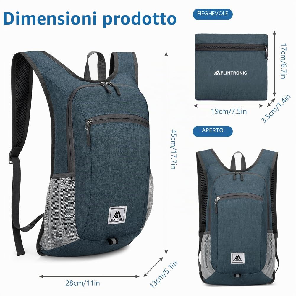 Flintronic Zaino Trekking Pieghevole 16L Ultraleggero Impermeabile per Escursionismo