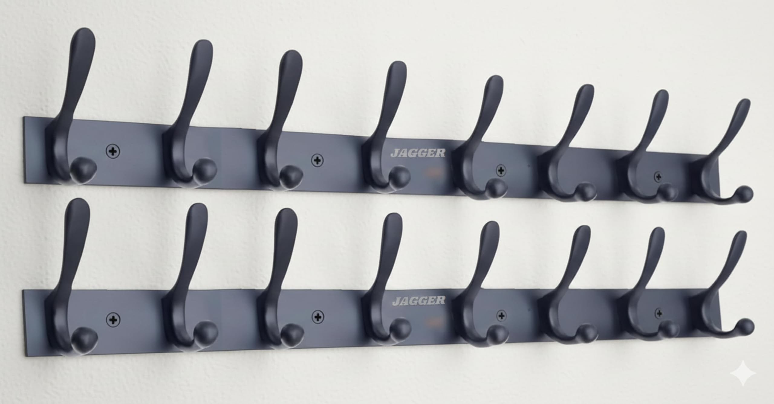 JAGGER JAG334 Wall Mounted Stainless Steel Wall Hooks for Hanging Cloth/Towel Hangers/Key Ring Holder/Door Hangers/Hook Rail/Bthroom Hanger [ Combo Pack of 2 ] (Black, 8 PIN Hook)-image-34