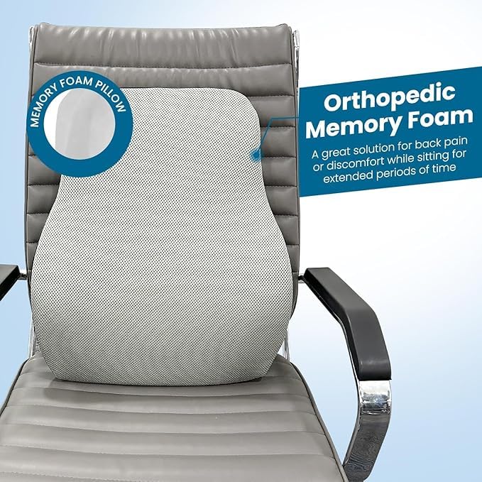 Support lombaire en mousse – Coussin de dos orthopédique | Dossier pour chaise de voiture et de bureau | Soulagement des douleurs dorsales alignement de la colonne vertébrale assis (mousse à mémoire