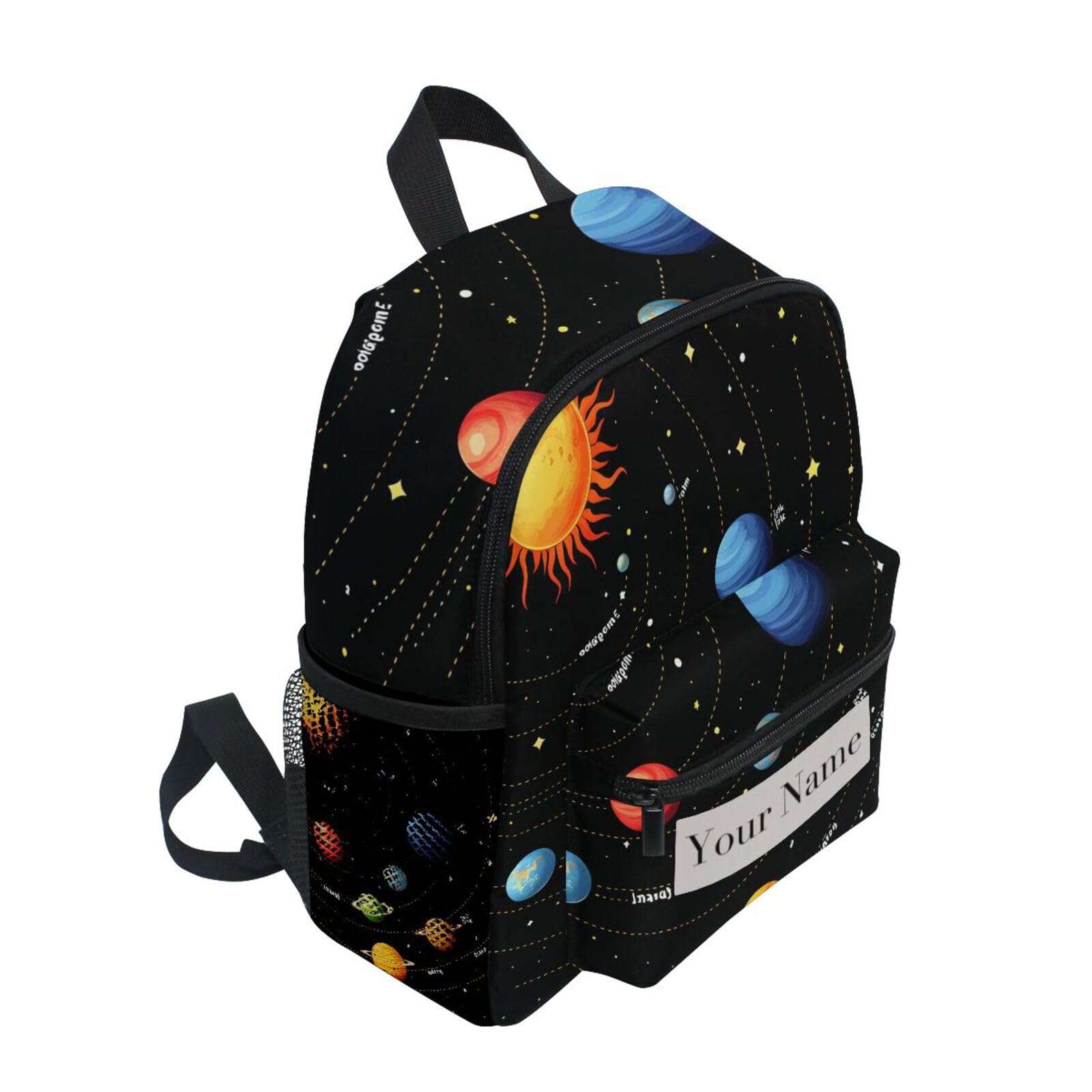 Custom Universe Solar System Kids Backpack for Girls Boys, Space Planets Toddler Casual Daypack Backpacks, Personalized with Kid's Name Preschool School Bag, Children Travel Bookbag with Chest Strap