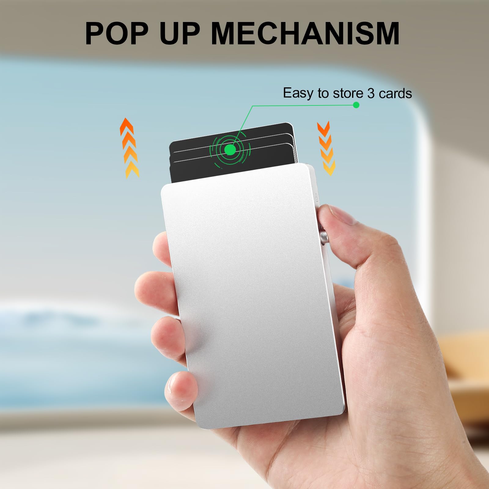 MPVWALT Magnetischer Kartenhalter für MagSafe-Wallet, Pop-Up schlanker Metall minimalistisches Kartenetui für das Telefon