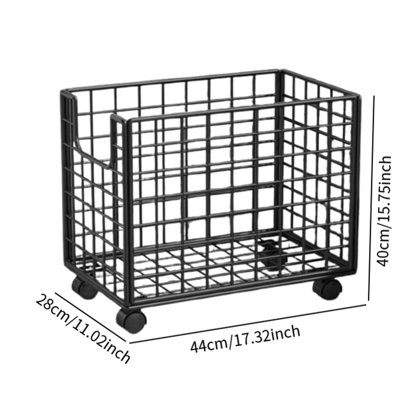 Baoblaze Cesta de Lavandería, Cesta de Lavandería con Ruedas, Organizador de Carro de Ropa Sucia de Moda de Alambre de Hierro para Hogar y Dormitorio de Entrada, Baño, Lavandería Familiar, Negro