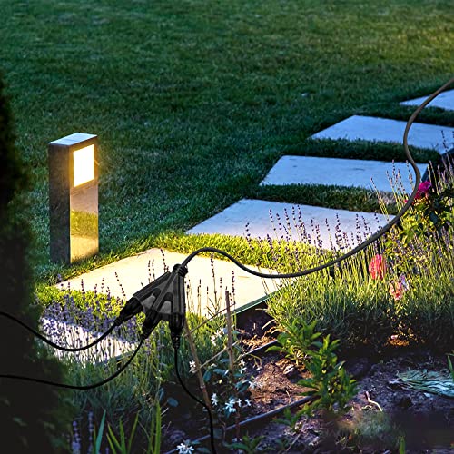 Honderson 2 Pack 8 Ft Outdoor Extension Cord With 3 Electrical Power Outlets - 16/3 Sjtw Durable Black Cable With 3 Prong Grounded Plug For Safety,Ul Listed #TOP4