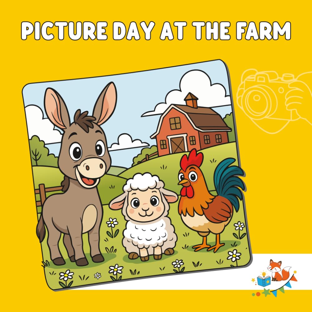 PICTURE DAY AT THE FARM: Funny Farm Animals COLORING BOOK for Kids Ages 5-9 (Foxy Brain Games: Coloring Books)