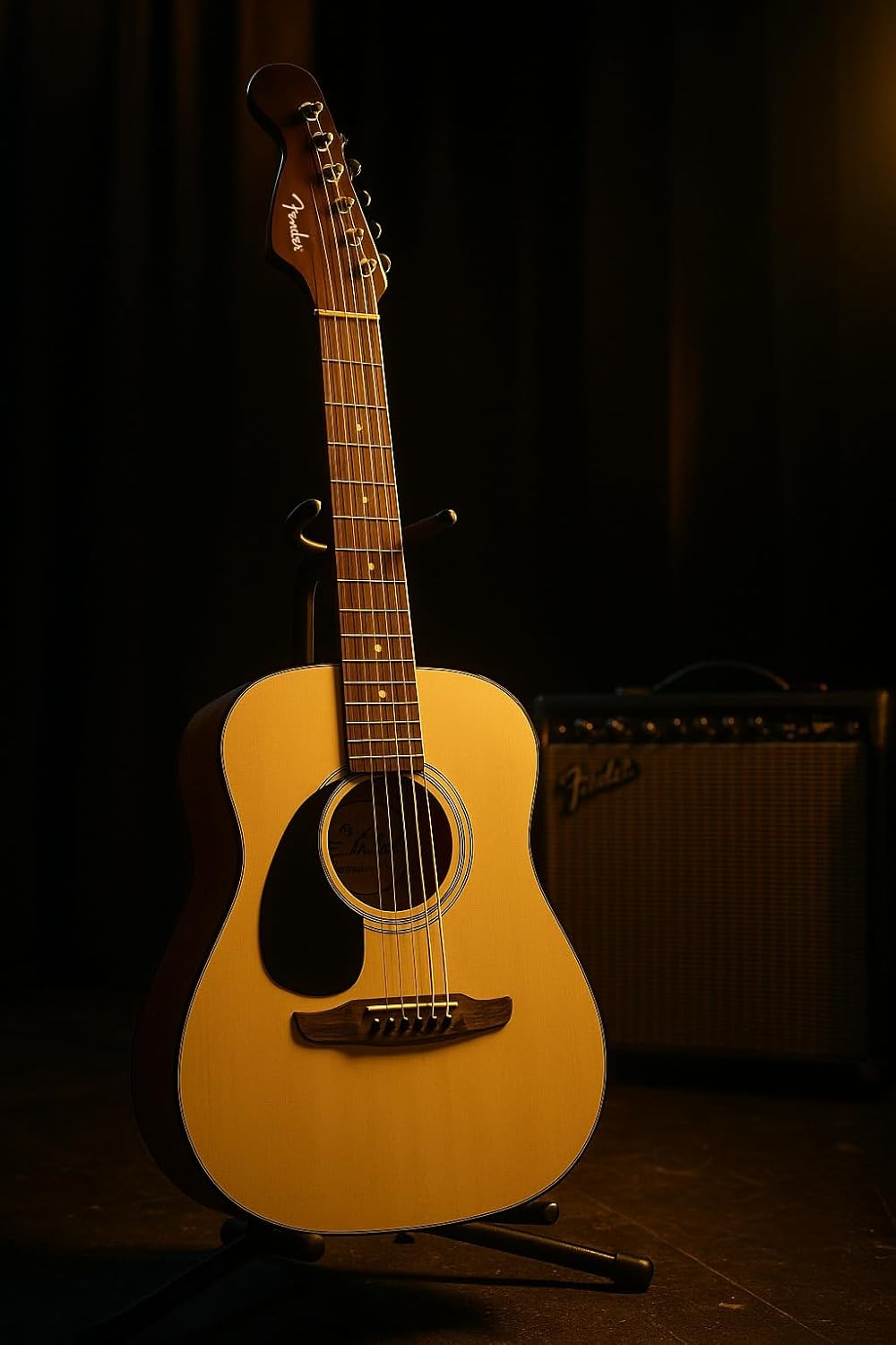 Fender California Standard Redondo Left-Handed Acoustic Guitar - Natural Bundle with Hard Case, Tuner, Strings, Strap, String Winder, Picks, and Austin Bazaar Instructional DVD