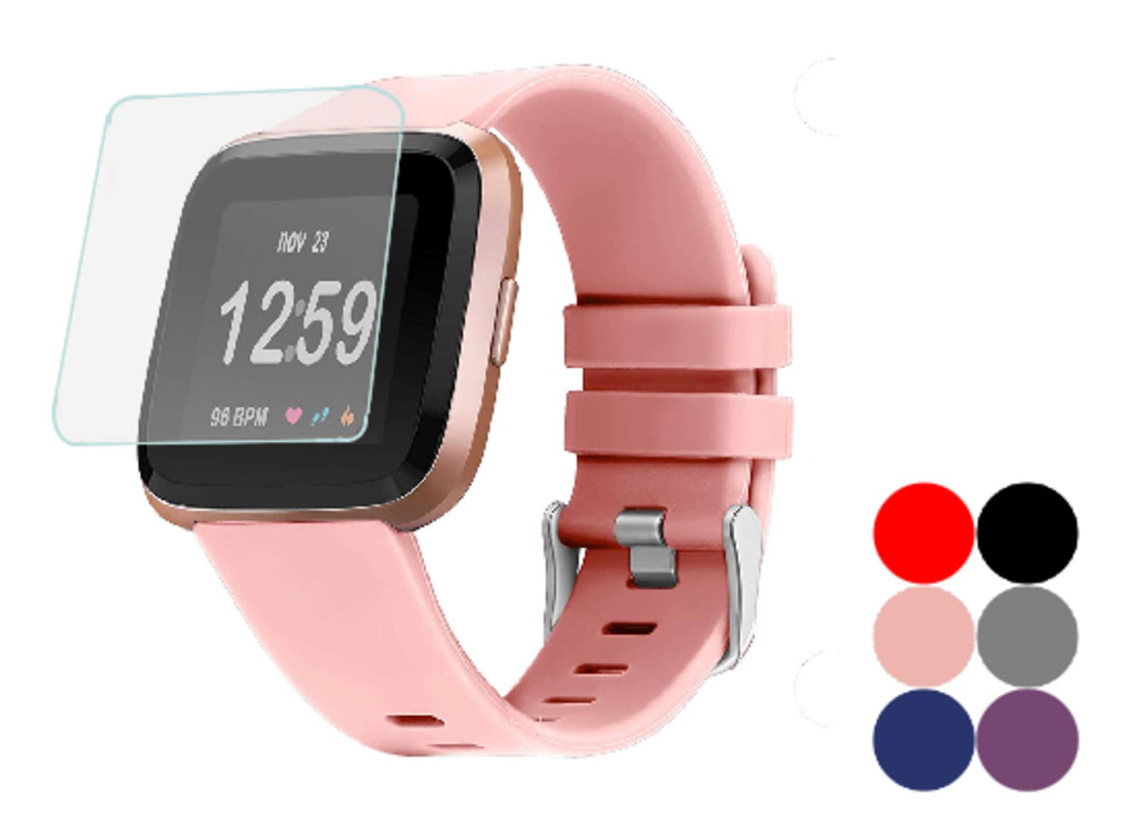 Hiramak Replacement Strap Compatible with Fitbit Versa 1, 2, Pink, S-M