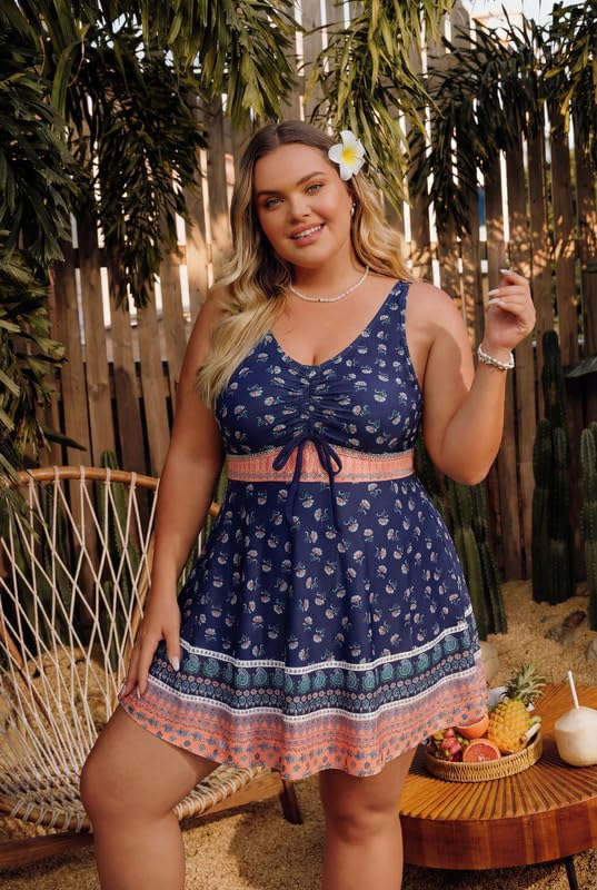 Hanna Nikole Conjunto de tankini de talla grande para mujer, trajes de baño de dos piezas con cordones y abertura en la cerradura, con pantalones cortos de natación, control de abdomen, trajes de baño