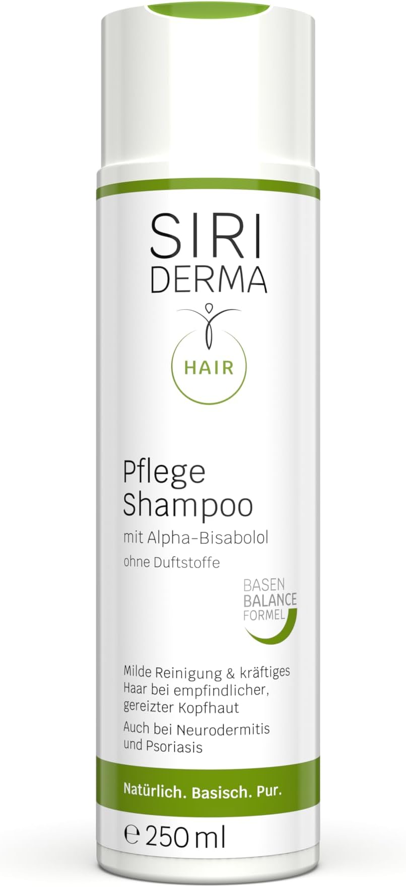 SIRIDERMA Basic Care Shampoo | Fragrance Free | 250 ml | Paraben & Silicone Free | 100% Vegan | For Sensitive Scalp