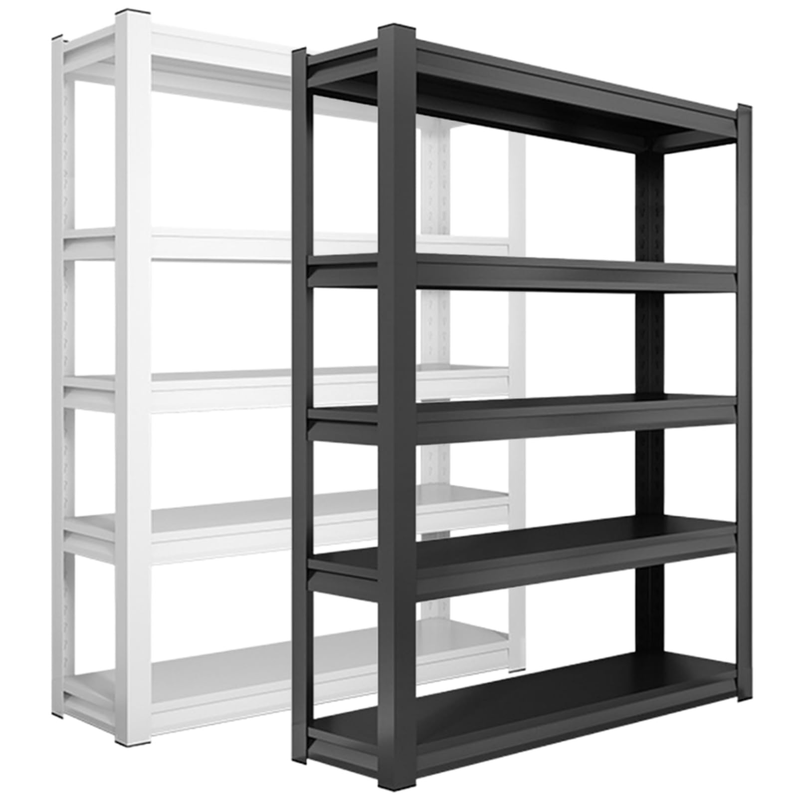Wytrzymały 5-poziomowy stalowy regał 183 cm, regulowane metalowe półki do przechowywania, do garażu, magazynu i domu, łatwa instalacja, białe wykończenie, 150 cm szer. x 50 cm gł
