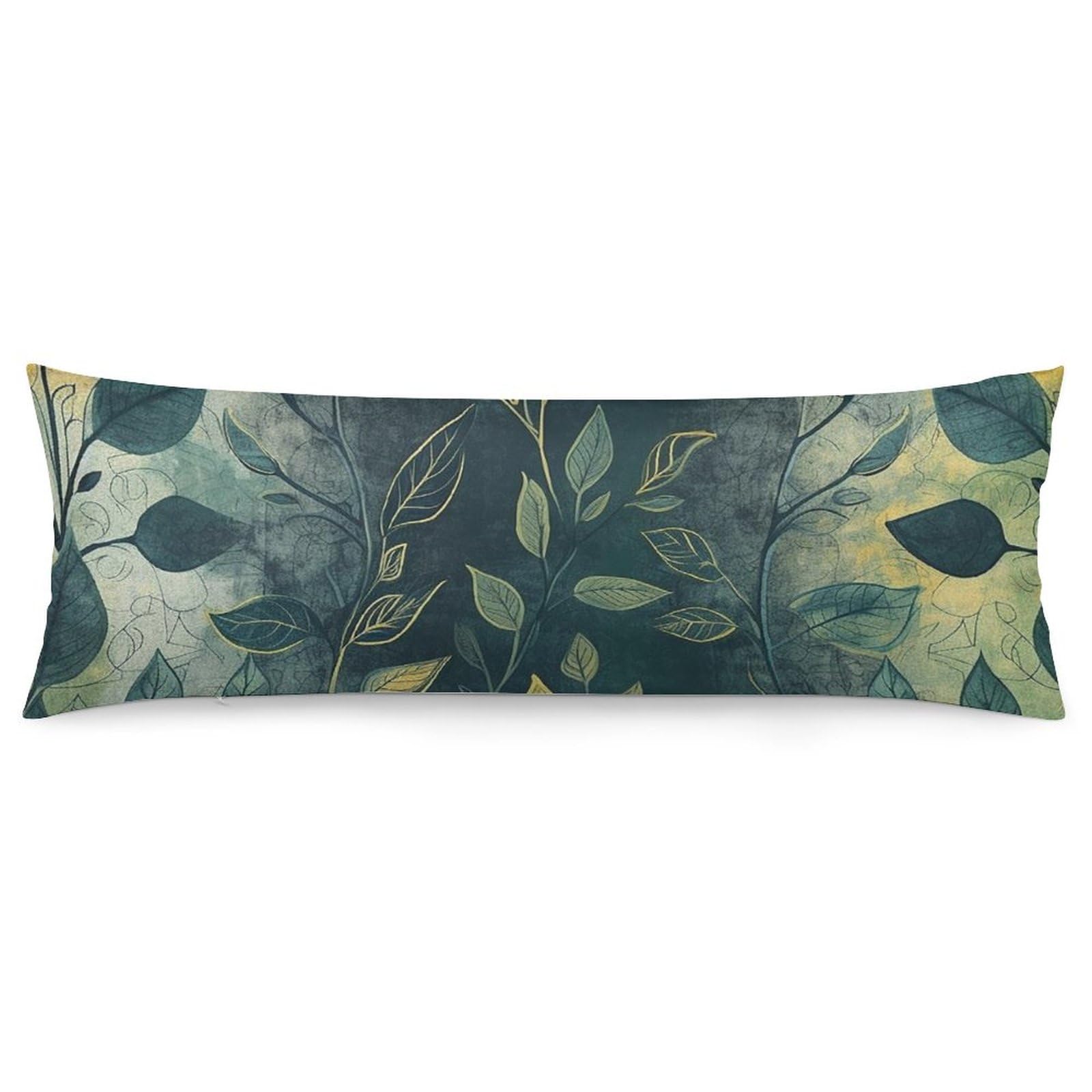Taie d'oreiller feuilles vert clair 50x137 cm en tissu doux et respirant