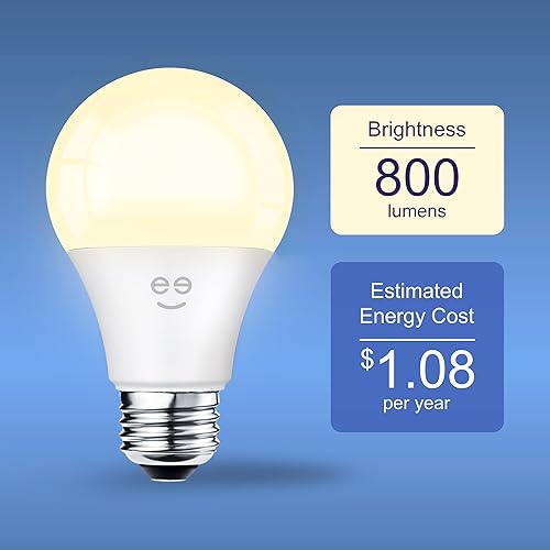 Miniatura 9 de Geeni LUX 800 bombillas inteligentes regulables A19, LED, blancas, para el hogar, funcionan con Alexa y Google Assistant, no requieren concentrador,