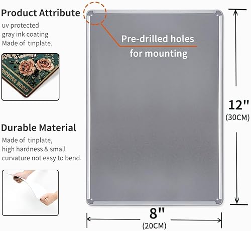 Miniatura 7 de Letrero de metal retro con texto en inglés "What a Wonderful World-Retro Metal Tin Sign Gothic Skull Butterfly Vintage Sign for Home Coffee Garden