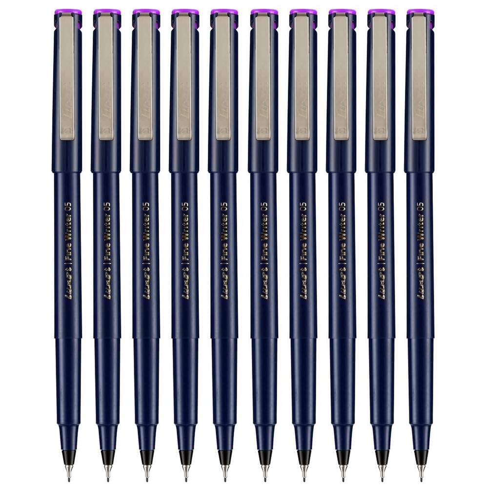 Write05 Fineliner Pens, VIOLET, 0.5mm Ultra Fine Tip, Pack of 10, Precise Writing, Write Sign Draw Colour Pens