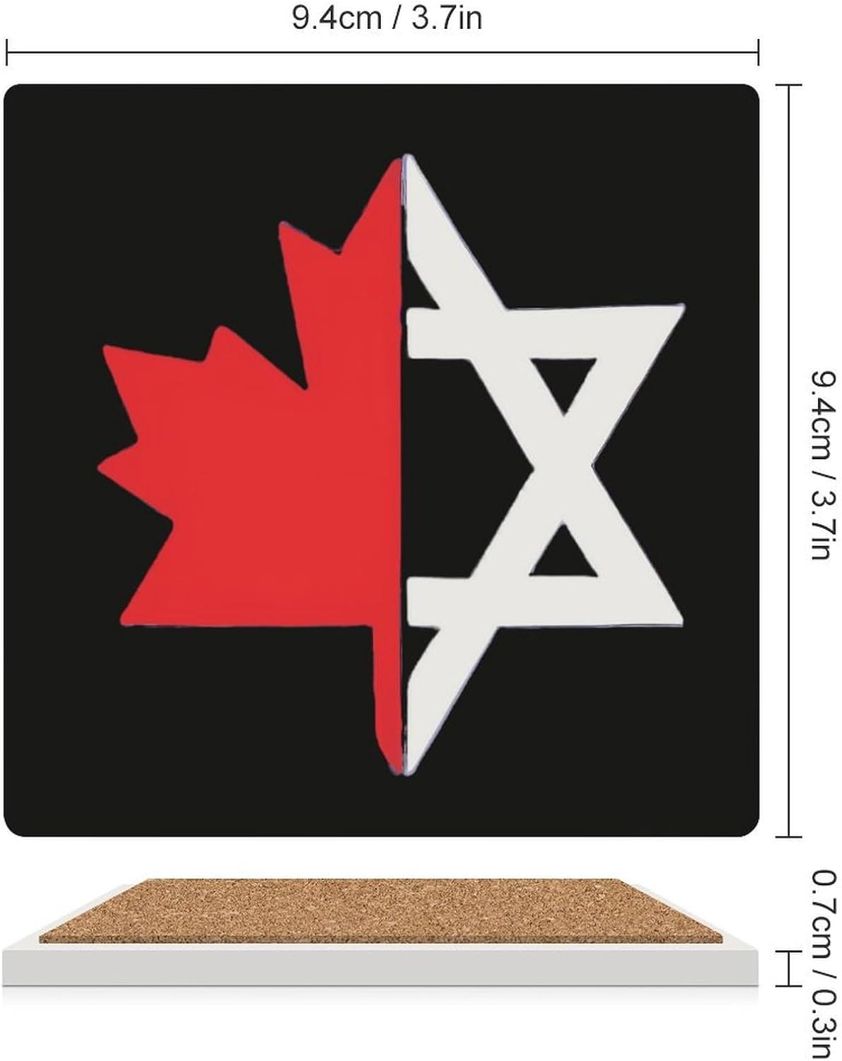 Israel Canada Flag Funny Ceramic Coasters for Drink Absorbent Cup Holders Tabletop Protection
