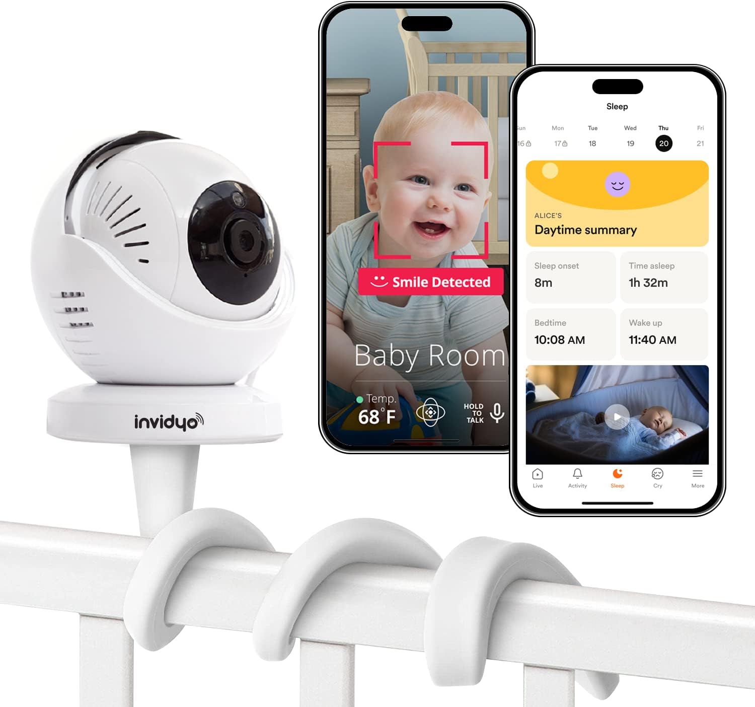 WiFi Baby Monitor with Camera and Audio: Sleep Tracking, Cry Alerts, Cough Detection | Wireless Pan & Tilt Smart Phone App 1080P Full HD Video