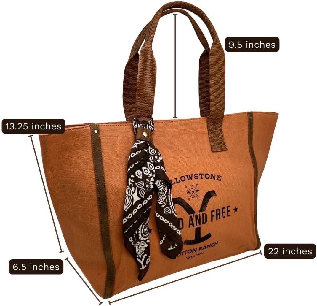 Myra Bag Western Canvas Weekender Bag for Women - Officially Licensed Yellowstone Overnight Travel Tote with Scarf - Image 3