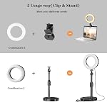 Desk Ring Light with Stand, Amcuke Ring Light with Clip 10W 3000K-6500K Dimmable Travel Desktop Light for Phone Selfie Laptop Zoom Video Makeup Vlog Tiktok Live Streaming (Black with Stand)