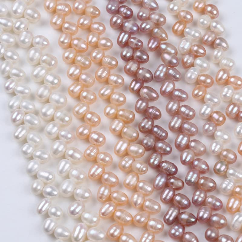 4-6 mm naturalna perła słodkowodna ryż koraliki sznur DIY ręcznie wykonany pół-wykończony naszyjnik bransoletka akcesoria materiał luźne koraliki