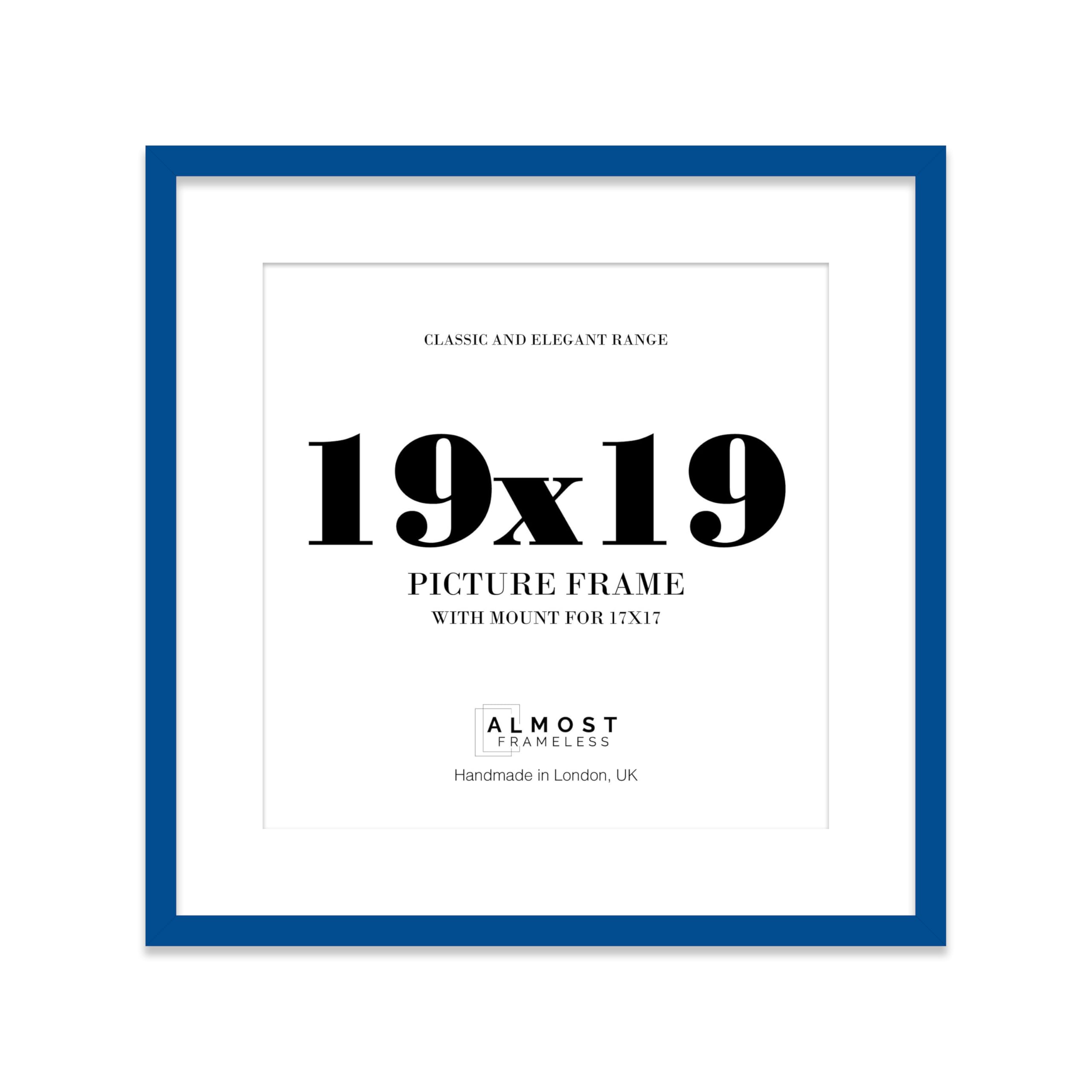19x19 Blue Picture Frame with Mount for 17x17 Photos, Prints - Modern Square Wall Frame, 1 Pack