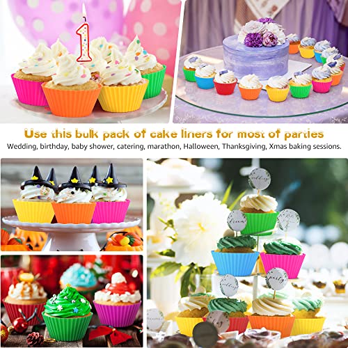 Silicone Cupcake Liners, Set Of 36 Muffin Baking Cups, Nonstick Silicone Muffin Liners, Reusable No Stick Silicone Cupcake Molds, 2.75” Silicone Cupcake Baking Cups, Mini Multicolored Bulk Pack #TOP4