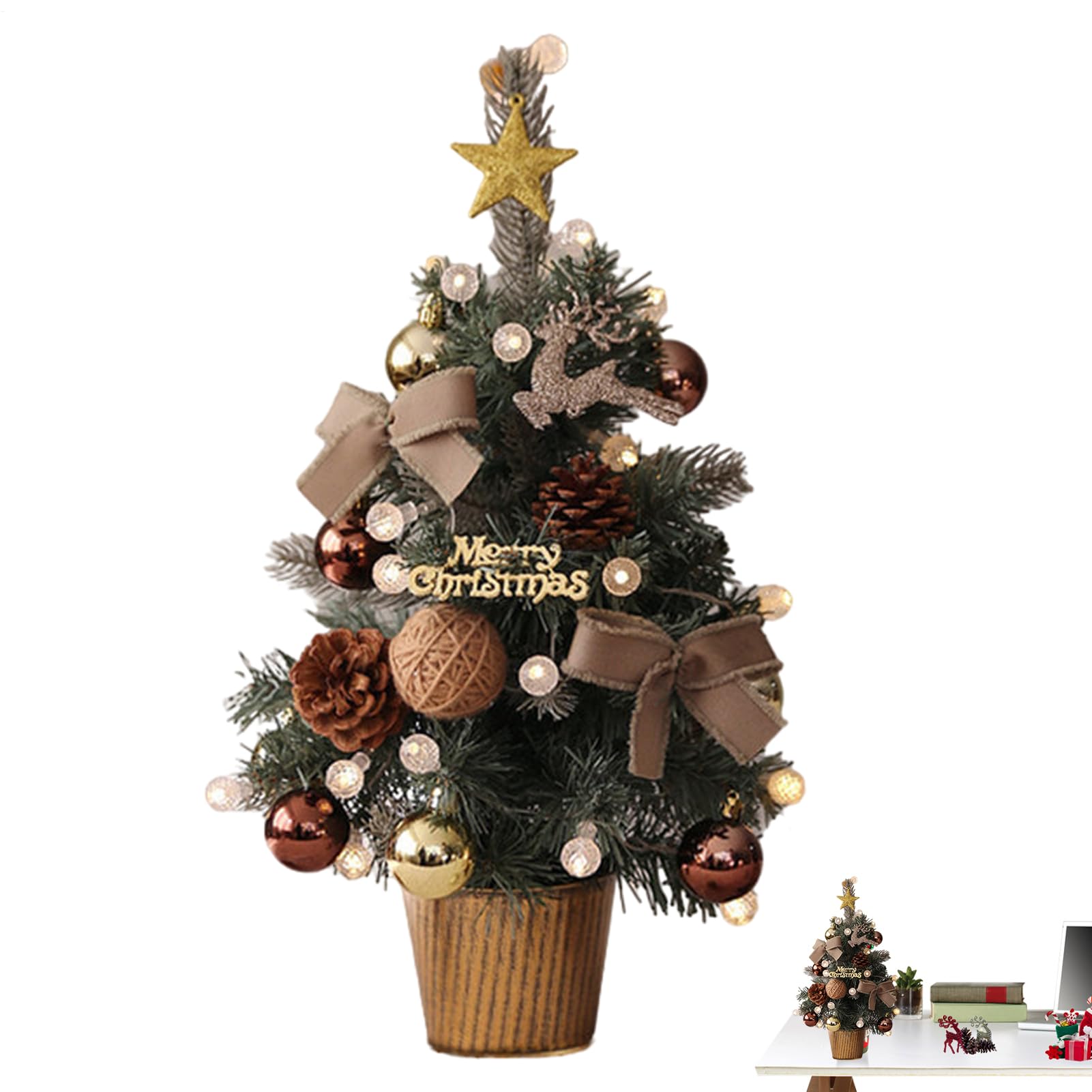 Árbol de Navidad artificial – PVC PE flocado 30 x 30 x 45 cm, decoración