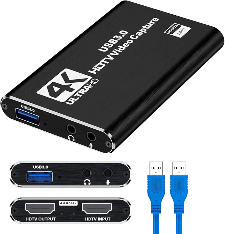 Placa Captura Vídeo 4k Full Hd 1080p 60fps Hdmi Para Usb 3.0 Live Stream Para Nintendo Switch PC Streaming Live PS5 PS4 Xbox Captura Externa GRUPO FIRST SHOP