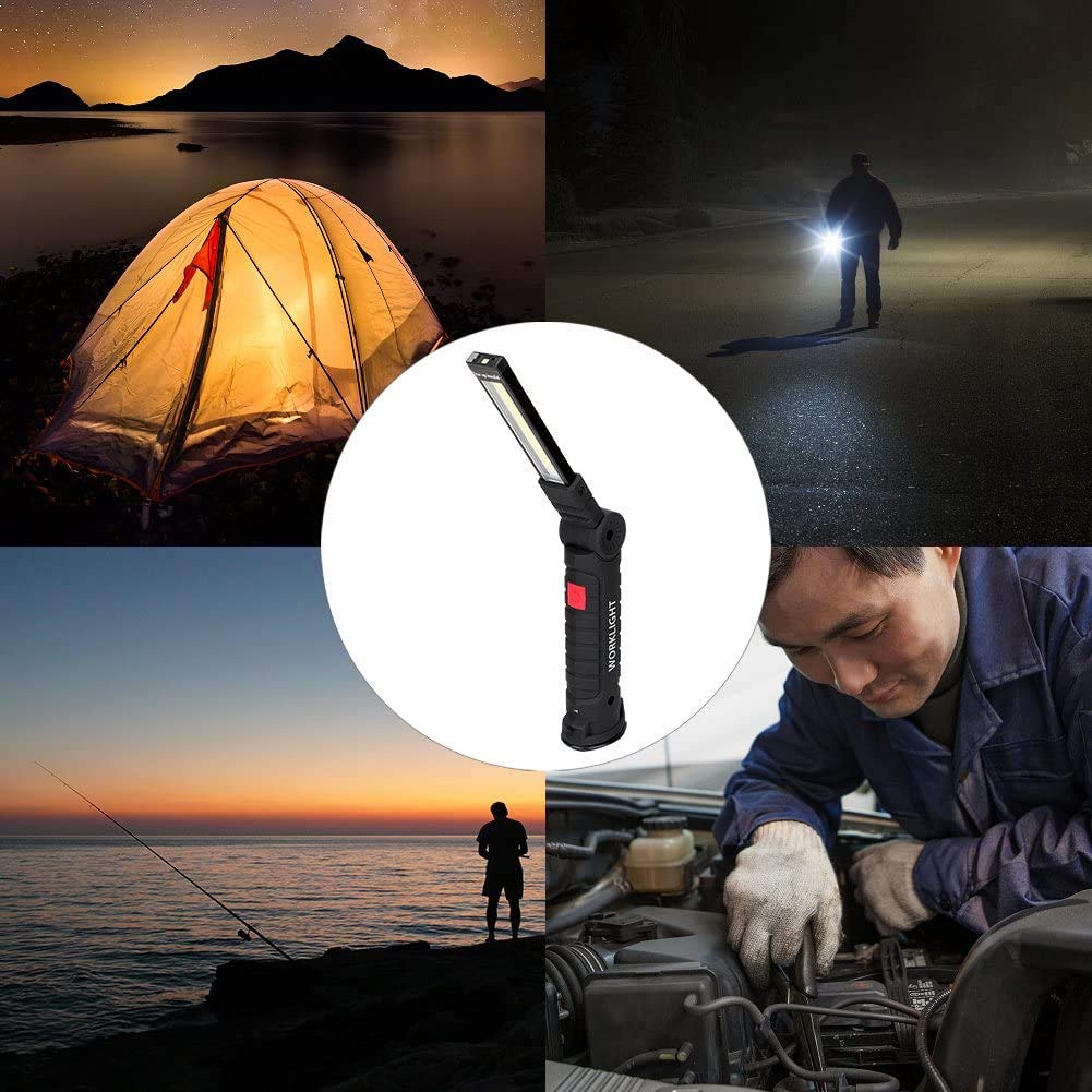 Retoo Lampa robocza LED COB, magnetyczna lampa warsztatowa z kabelem USB do ponownego ładowania, latarka do naprawy samochodu, garażu, na kemping, oświetlenie awaryjne