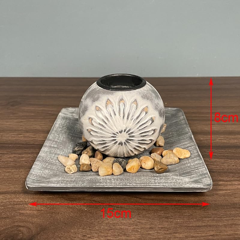 Relaxdays Set Portacandele, Base a Forma di Foglia, con