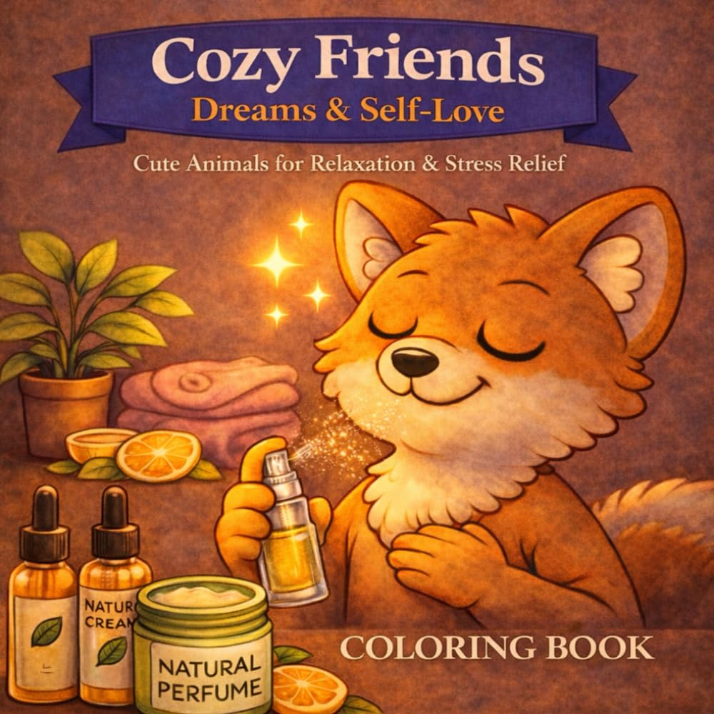 Cozy Friends: Dreams & Self-Love: A Cute Animals Coloring Book for Adults and Teens – Relaxation & Stress Relief.