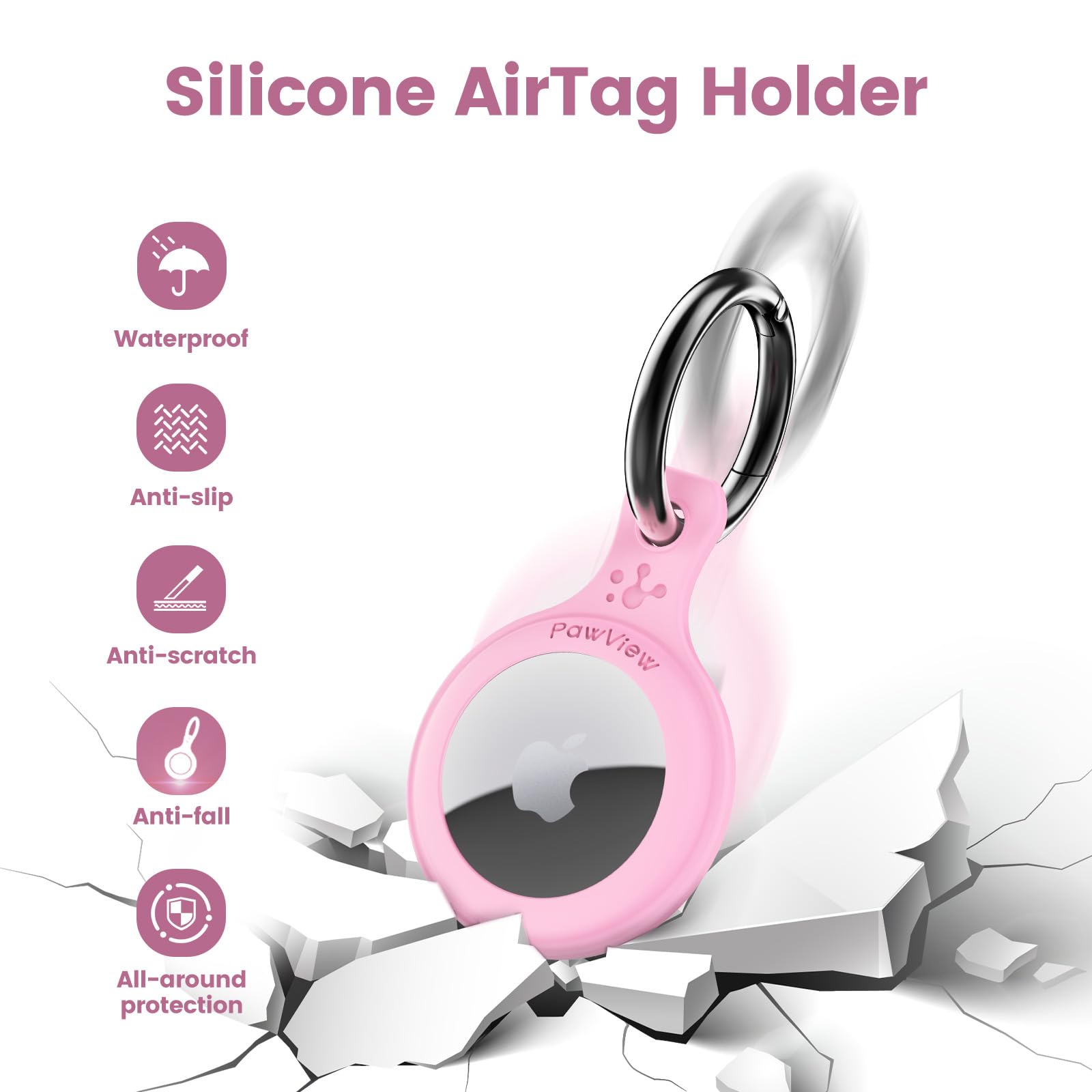 AirTag Holder & Collar for Pets. GPS Tag & App with Smart QR ID for Instant Location Pet Profile and Contact Info. Dog Tracker or Cat Tracker (Pink) - Image 2