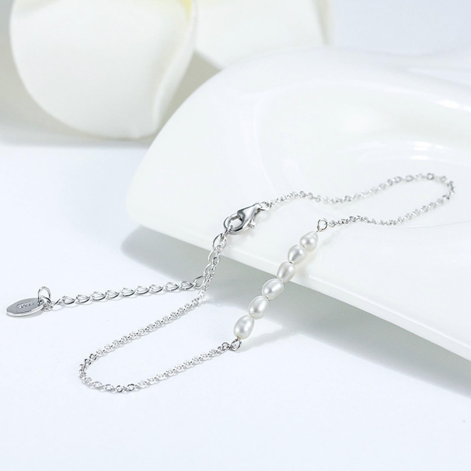 Echt Schmuck Fußkettchen 18 Karat Rose Gold, Perle Fußschmuck mit Perle, Au750 Gold Boho Fussketten für Frauen 20-30cm