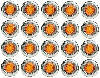 3/4" Round Amber Side Marker Lights, 20PCS LED Clearance Lights, 12V Trailer Side Marker Lights with Chrome Bezels for Trailer Truck SUV RV