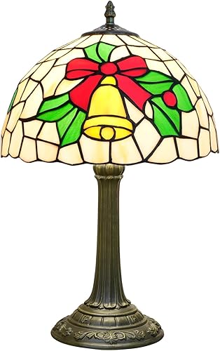 Miniatura 14 de Lámpara de mesa estilo Tiffany de 12 pulgadas, estilo cancha, diseño de flores de iris azul, lámpara de noche retro para dormitorio, sala de estar,